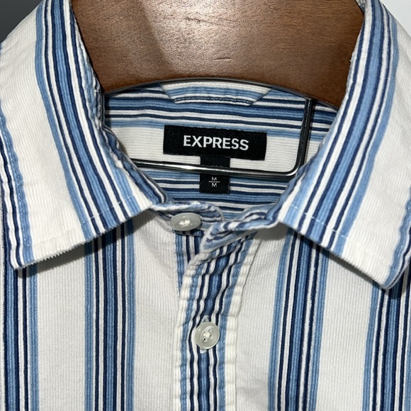 Express Men’s Medium Blue/White Corduroy (Small) Button-down - Picture 4 of 5